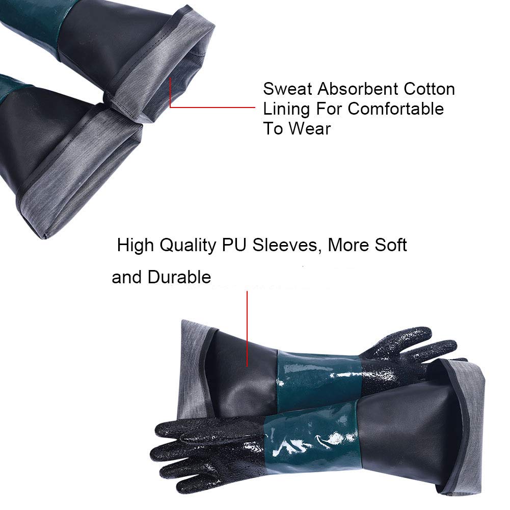 Gants de sablage en caoutchouc ultra résistants, 60 cm, gants pour microbillage, pour cabine de sablage modèle 60, 90, 110, 260, 1, 2 - 4