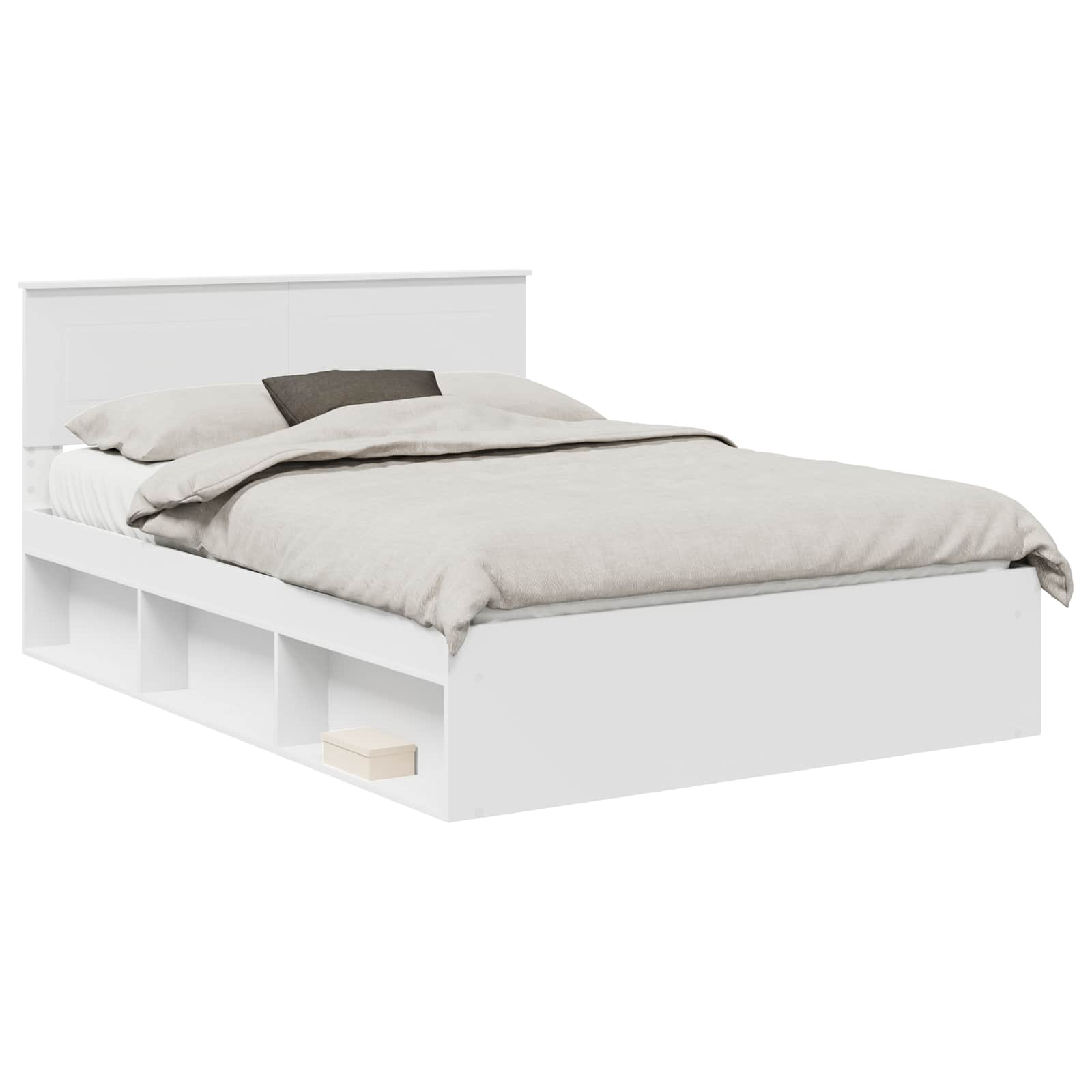 Cadre de lit blanc 140 x 190 cm panneau de bois - 2
