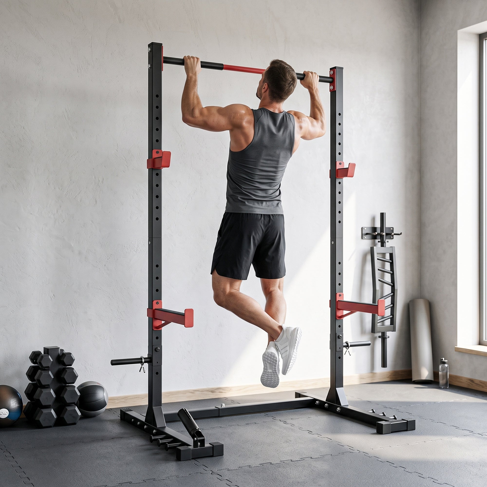 SPORTNOW Power Cage Rack Squat 500 kg con Barra Trazioni e Larghezza ...