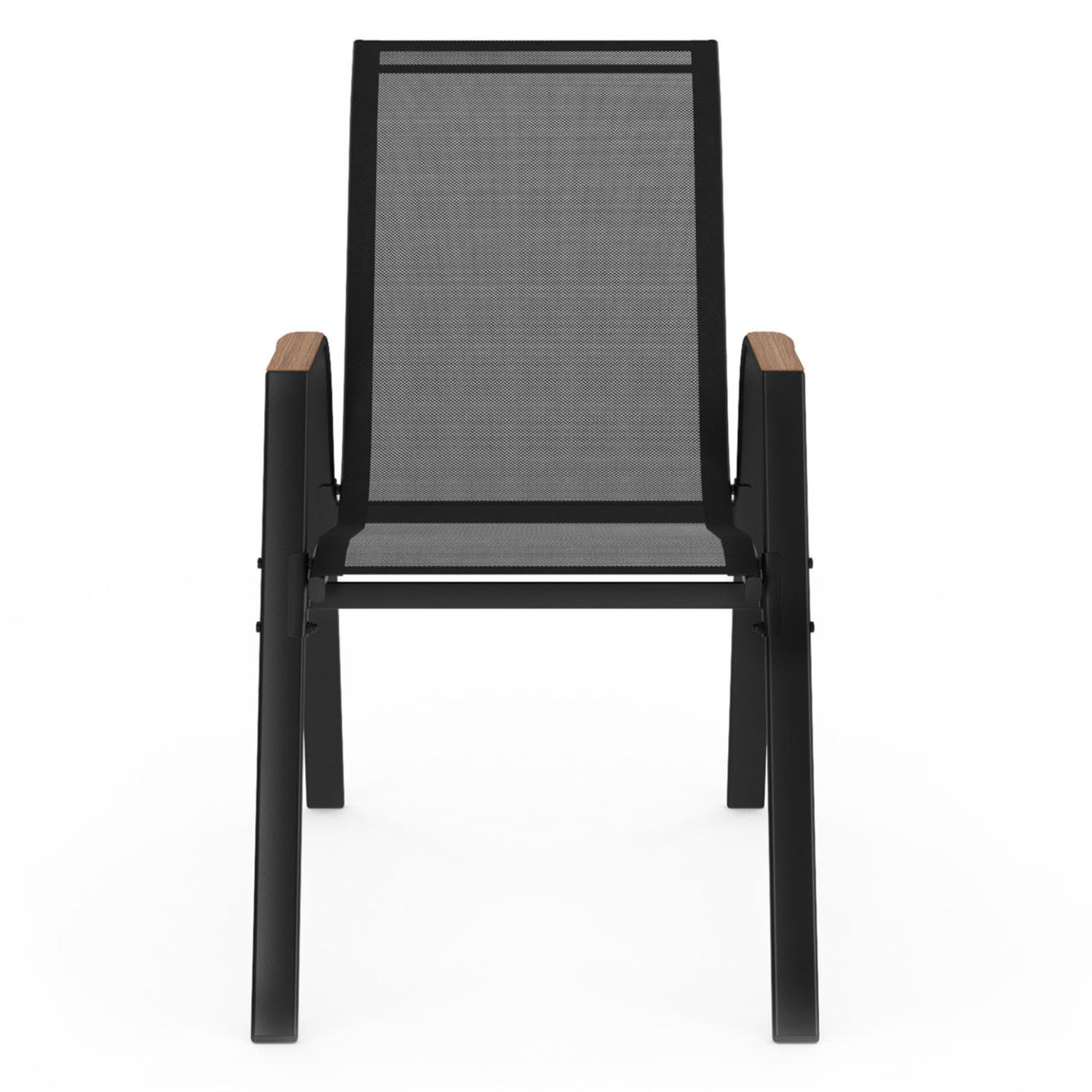 Lot de 6 chaises de jardin NOUMEA métal et textilène empilables noir et bois - 3