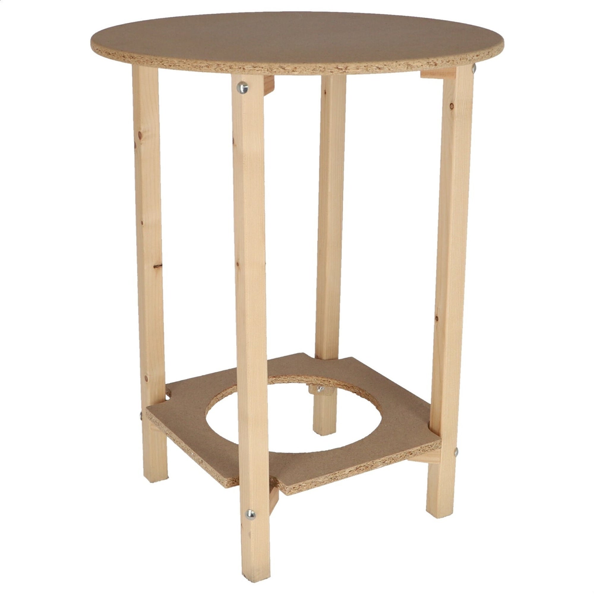 Mesa Camilla De Madera De Haya 110x65x65 Cm - Sin Barniz, Estilo Rústico