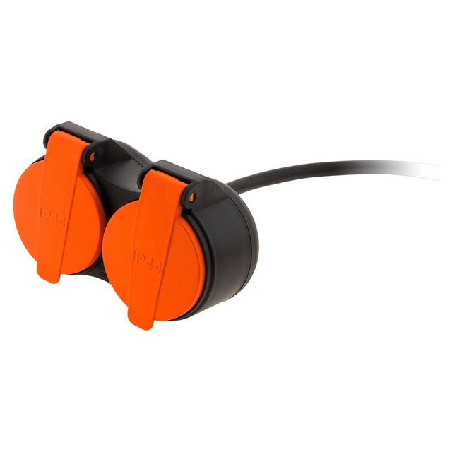 Rallonge étanche 2 prises avec clapet orange 2P+T H07RN-F 3x1,5mm² 25m - Zenitech