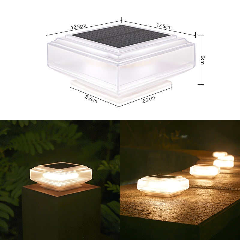 2 pcs luzes solares ao ar livre à prova dwaterproof água cerca luzes post luzes, 30 led deck pilar luz branco quente - 2