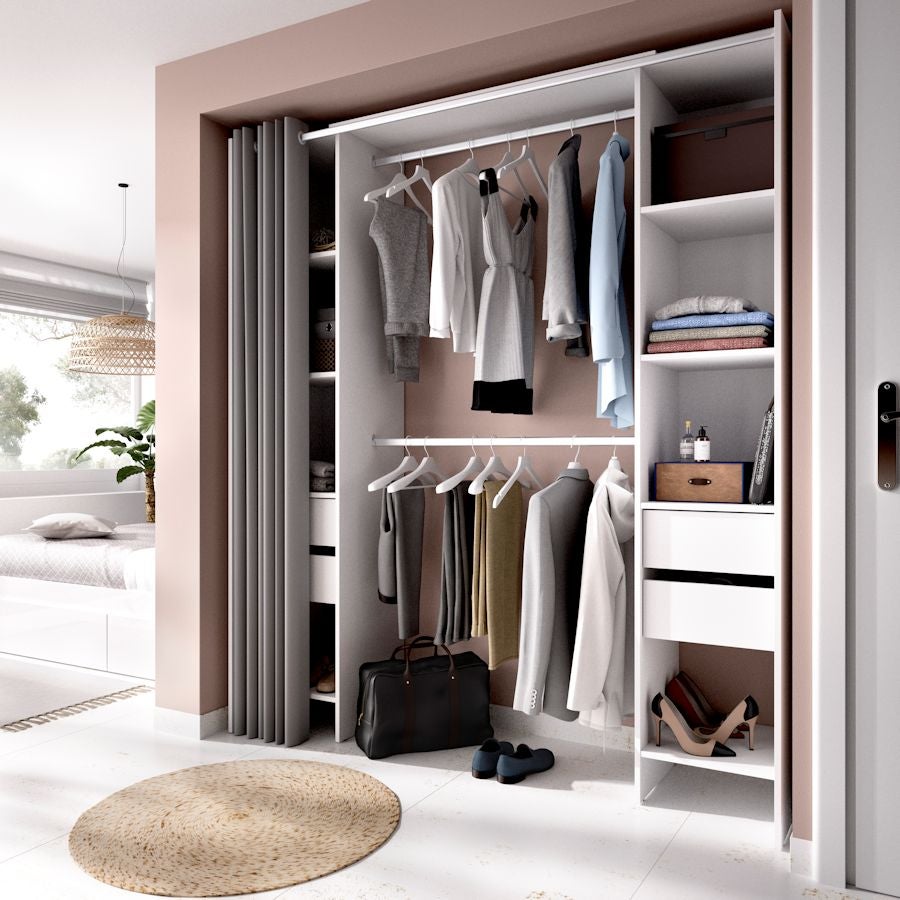 Dressing avec 4 tiroirs et rideau Suit 205 A X 180 AN X 50 P - 2