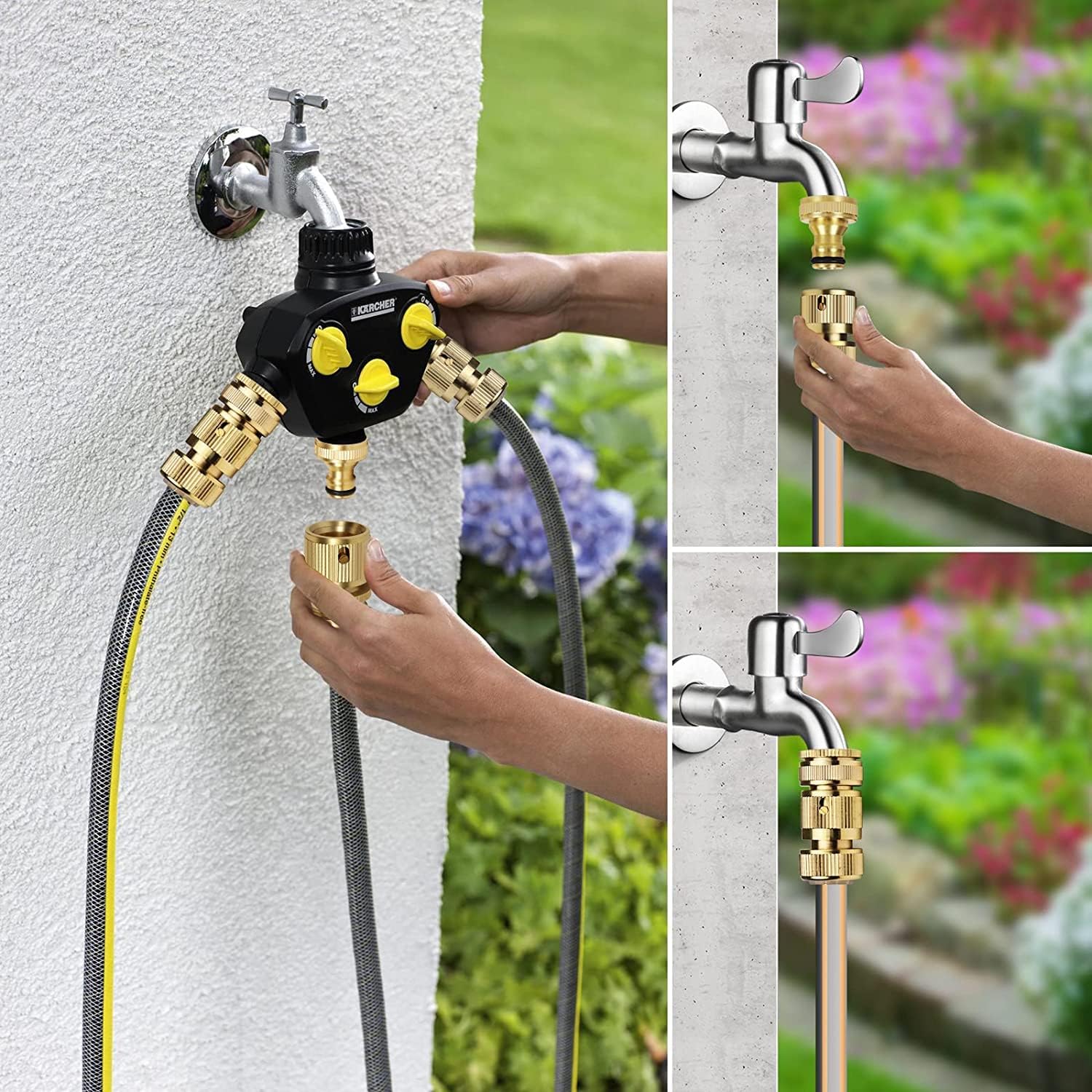 Raccord rapide en laiton pour tuyau d'arrosage, connecteur extensible de 1/2 pouce pour robinet de jardin, adaptateur pour machine à laver et jardinag - 5