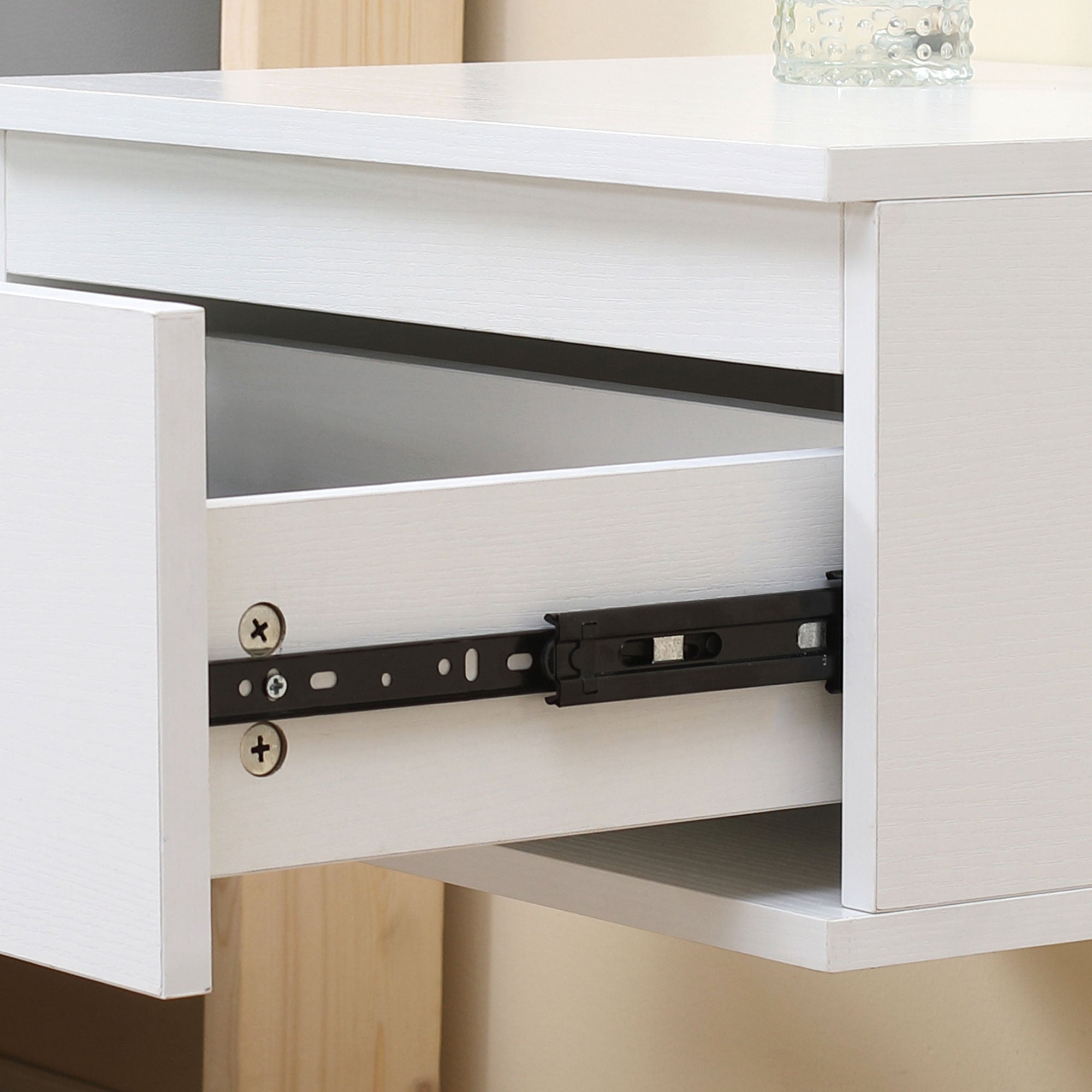 HOMCOM Comodino Set 2 Pezzi con Cassetto e Design Sospeso per Camera da Letto e Soggiorno, in Truciolato e MDF, 49x38x23 cm, Bianco - 9