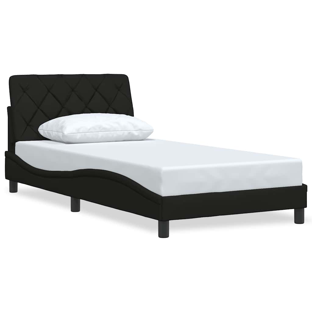 Cadre de lit sans matelas noir, tissu, pour la chambre, 100 × 200 cm - 2