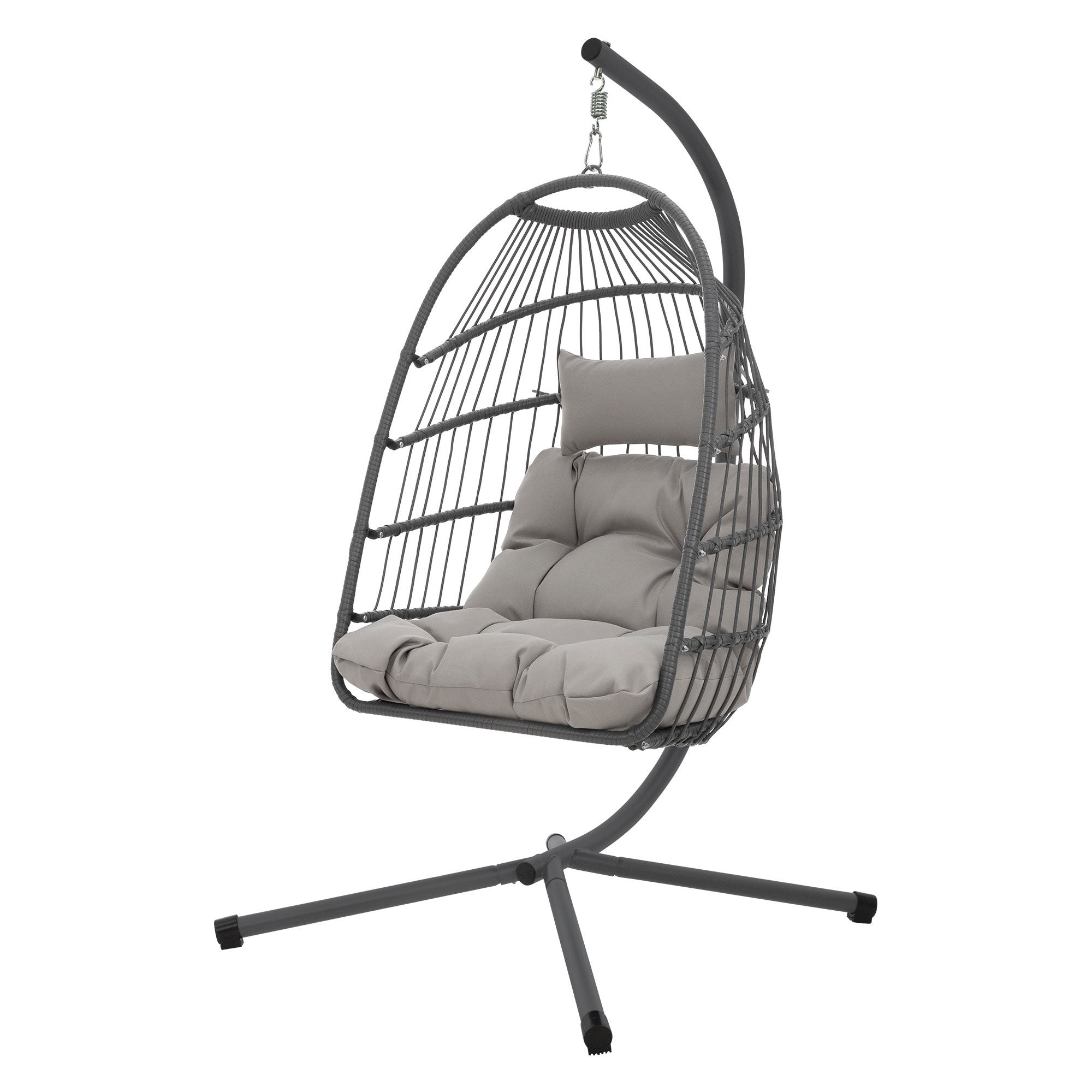 Chaise Œuf Suspendue Extérieur Avec Support - Balançoire Confortable Marron 120 X 105 Cm Avec Coussin Et Oreiller