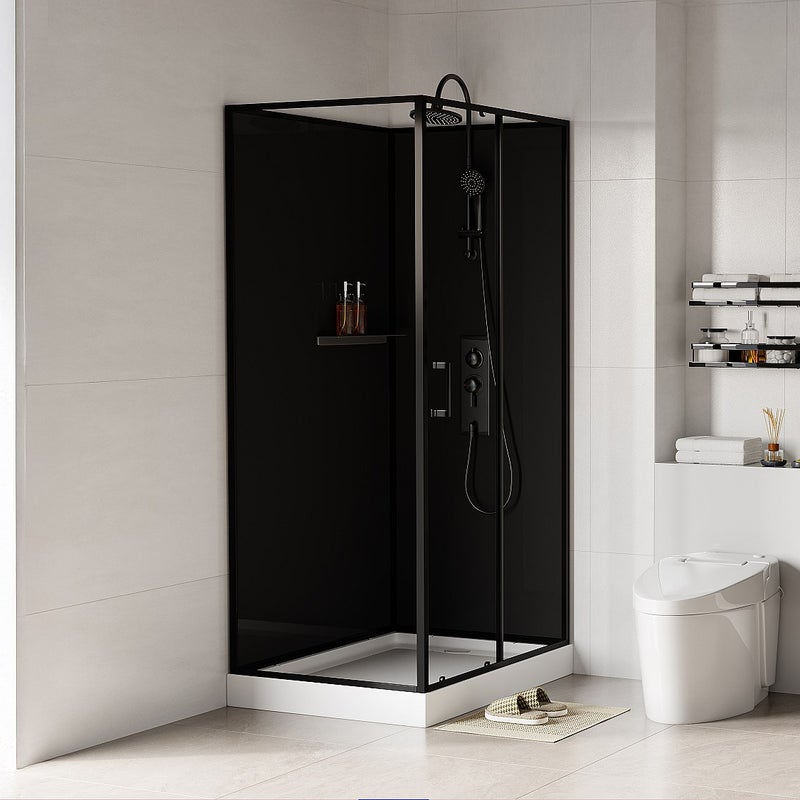 Kabina prysznicowa prostokątna - Dwustronny montaż - Czarny - szer. 110 x gł. 80 x wys. 225 cm - ZODANI