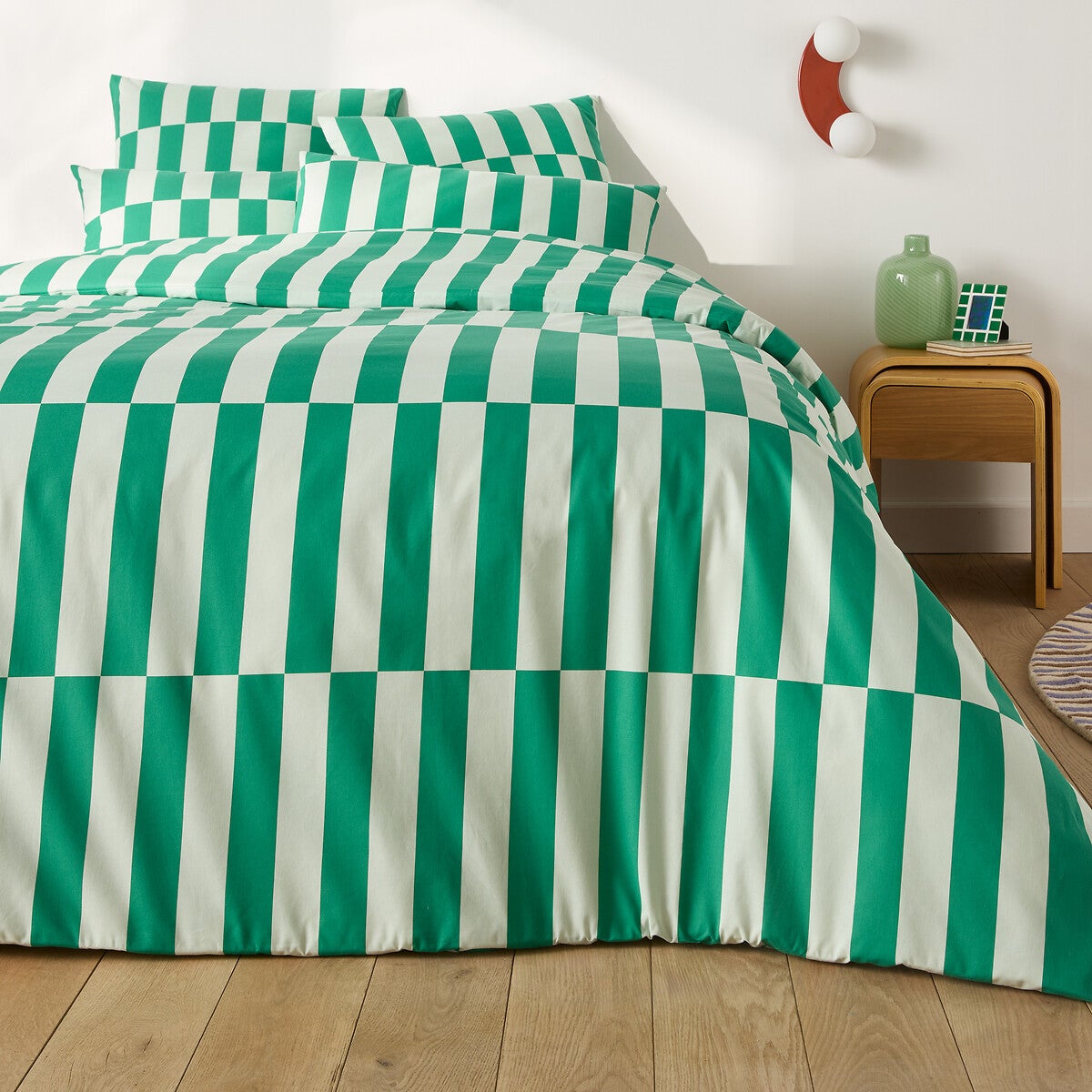 Housse de couette 50% coton recyclé, Tabaka vert - Vert foncé/vert clair - 240 x 220 cm - 2
