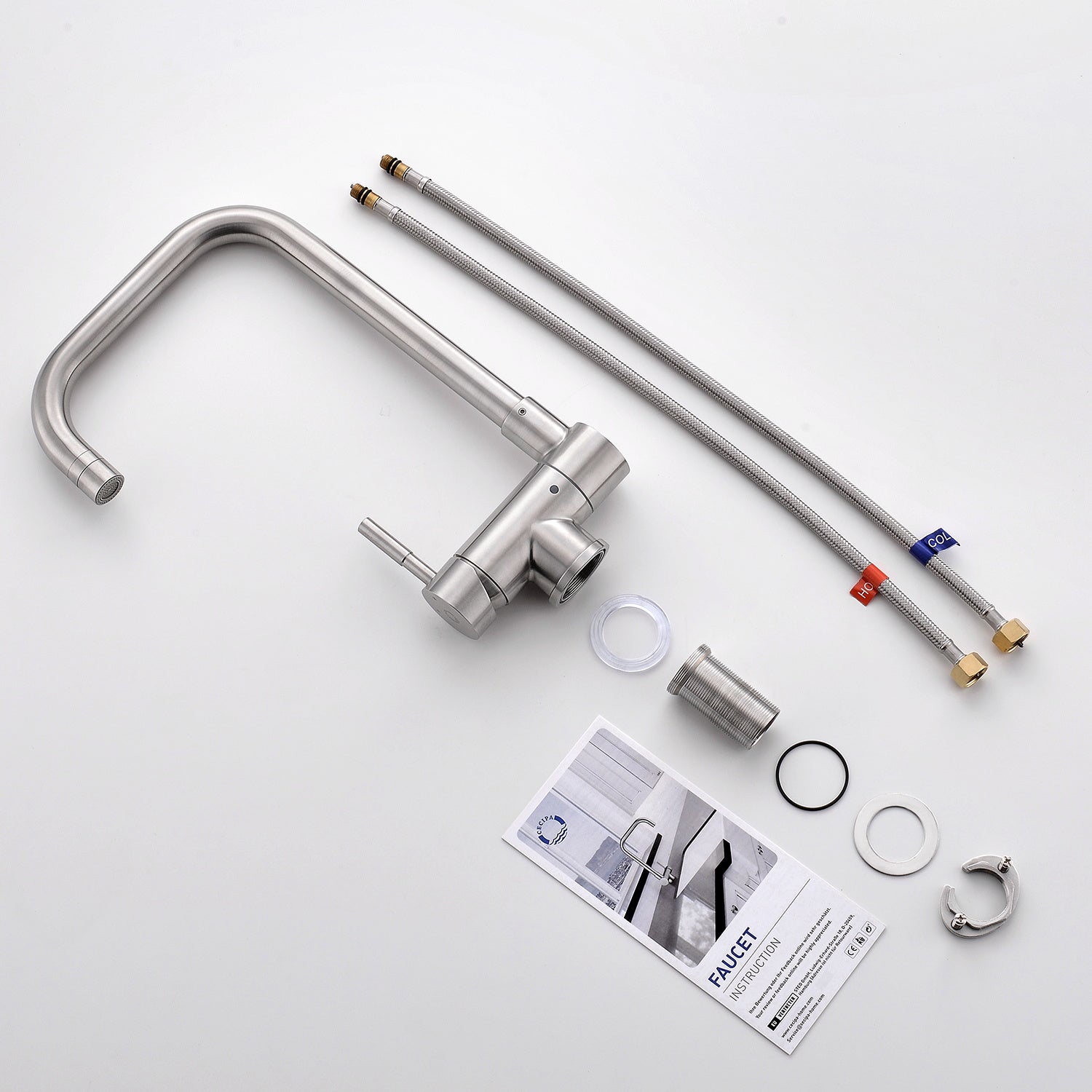 Cecipa max Rubinetto da cucina pieghevole con 2 getti a scelta, rubinetto da cucina pieghevole in acciaio inox davanti alla finestra,EU Modello - 4