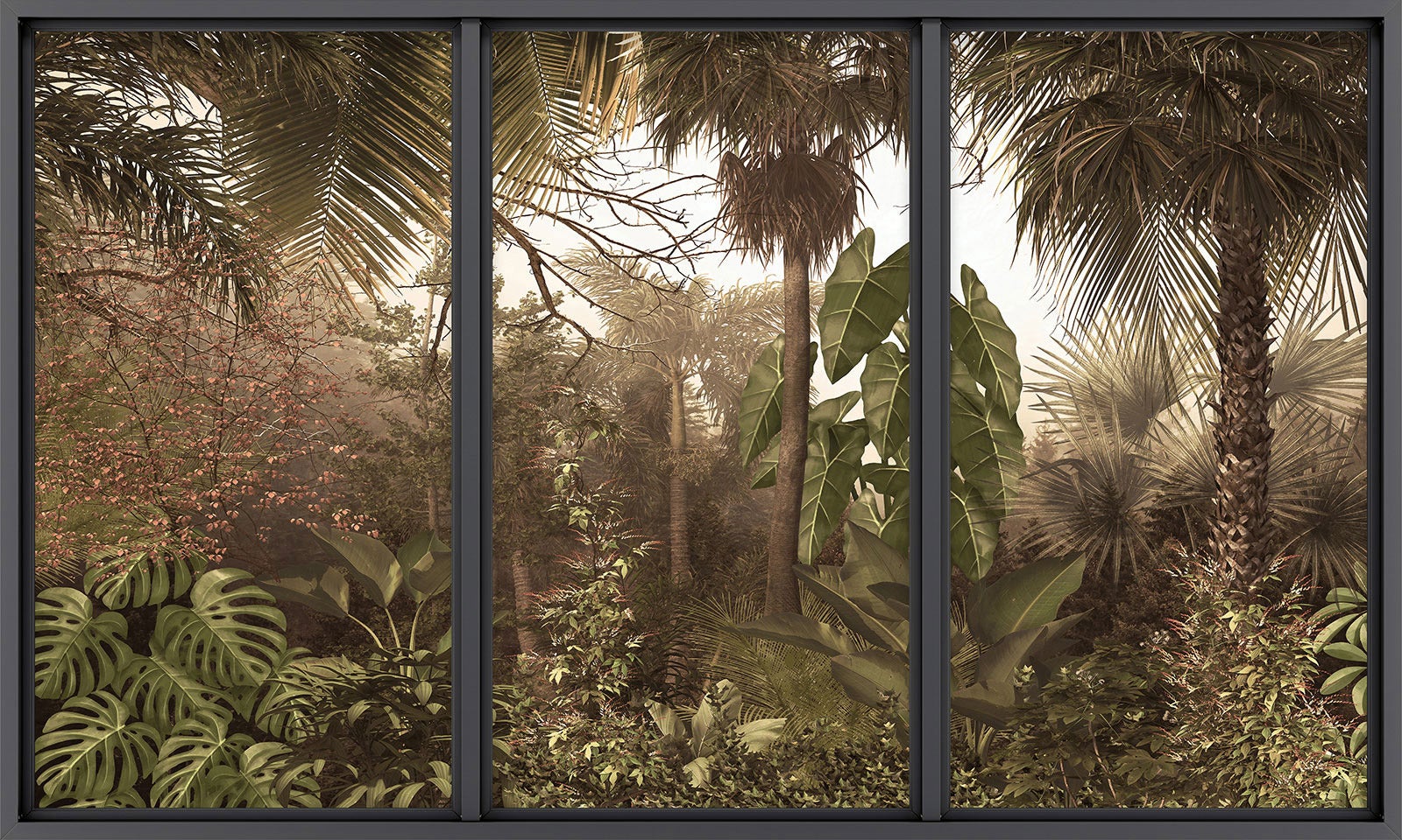 Papier peint panoramique Trompe l'oeil baie vitrée - Jungle - Largeur 325 cm x Hauteur 195 cm - 2