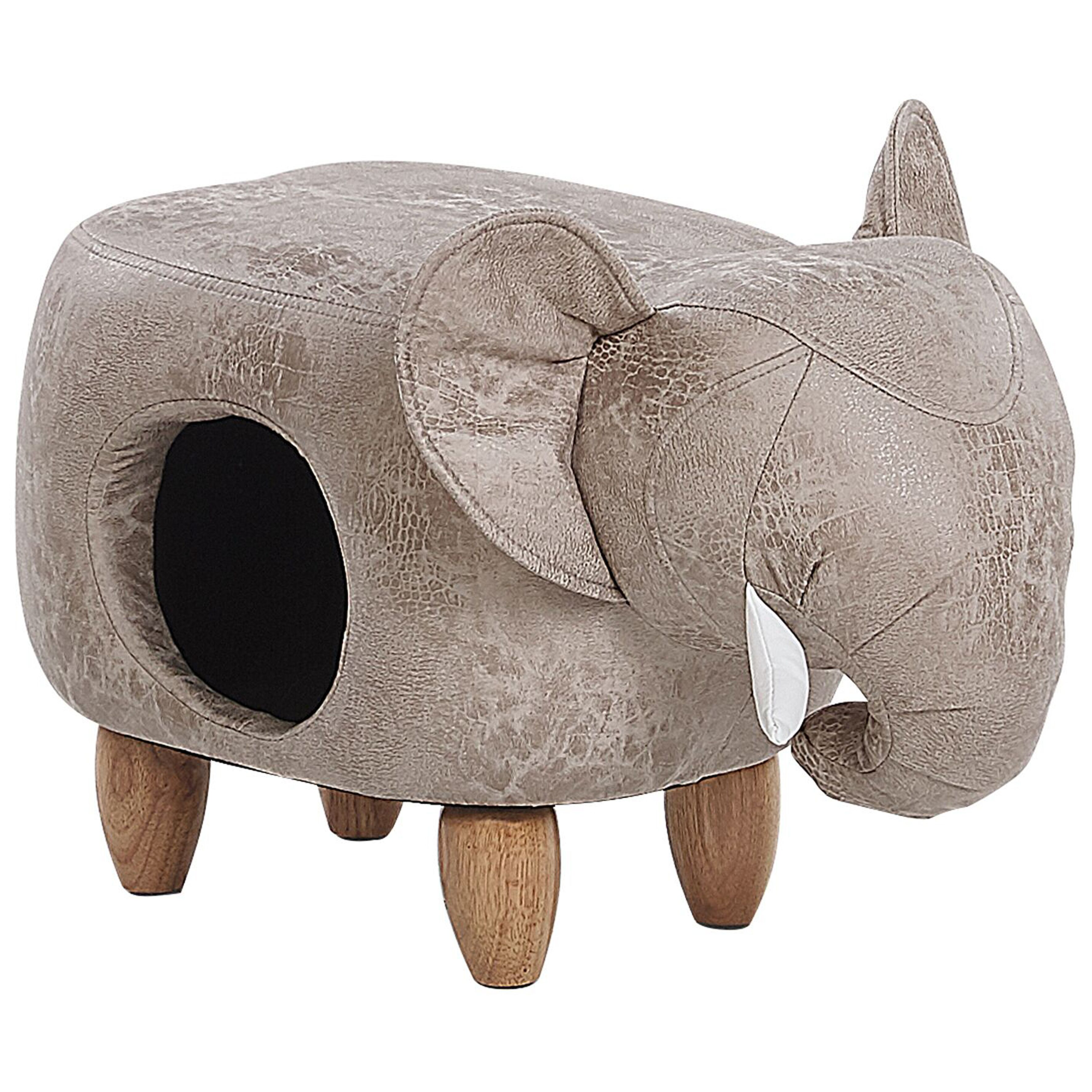 Beliani Puf Animal Con Almacenaje Jumbo Piel Sintética Gris , Leroy Merlin