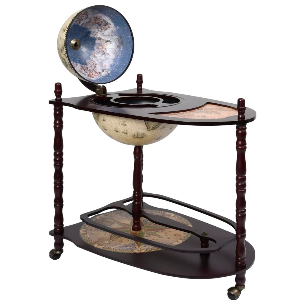 Vidaxl mueble bar soporte de pie bola del mundo madera eucalipto verde