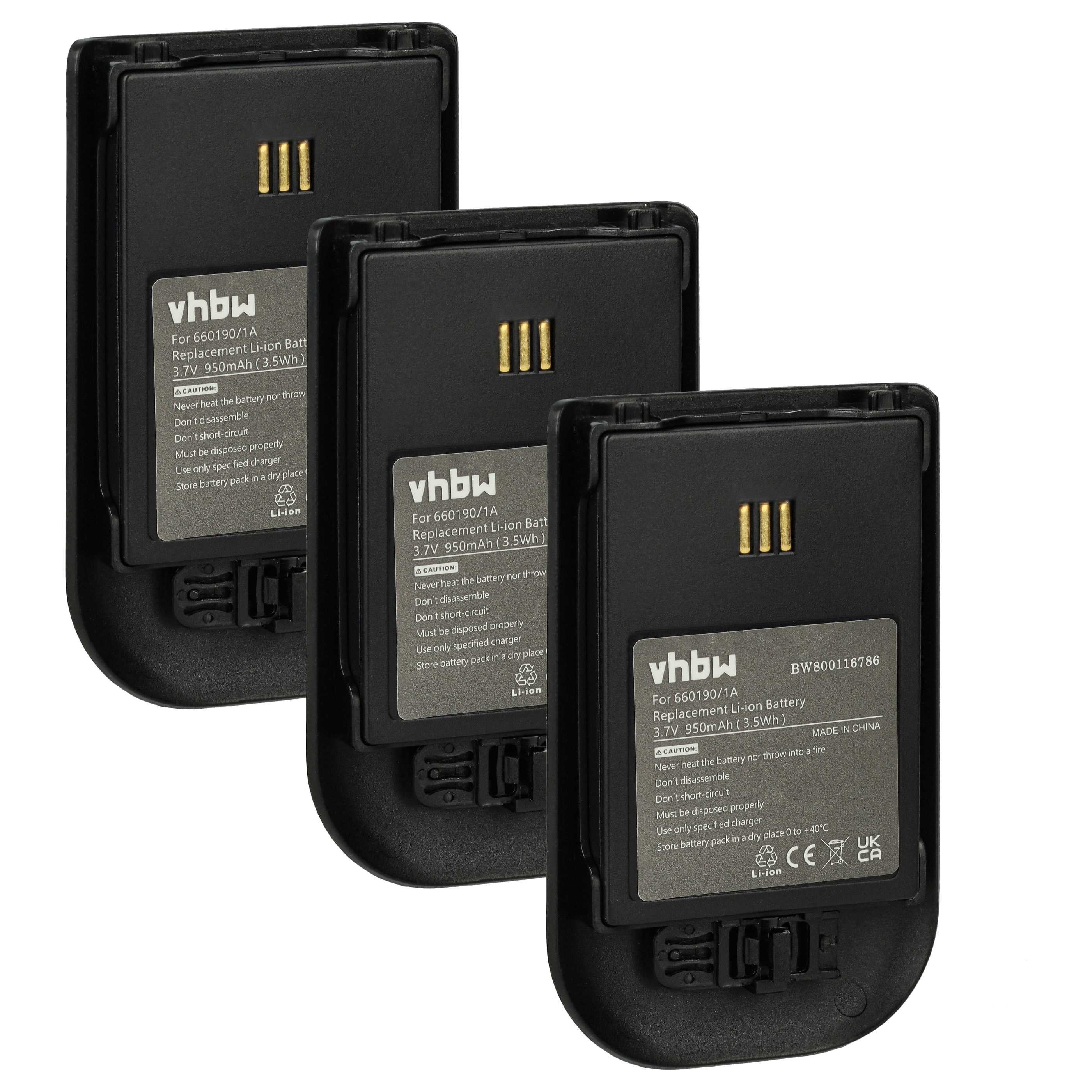 Vhbw 3x Batteria Ricaricabile Per Telefono Fisso Binatone E3300, 300mAh, 3,6V, NiMH - Sostituisce T427, 30AAAM3BMX
