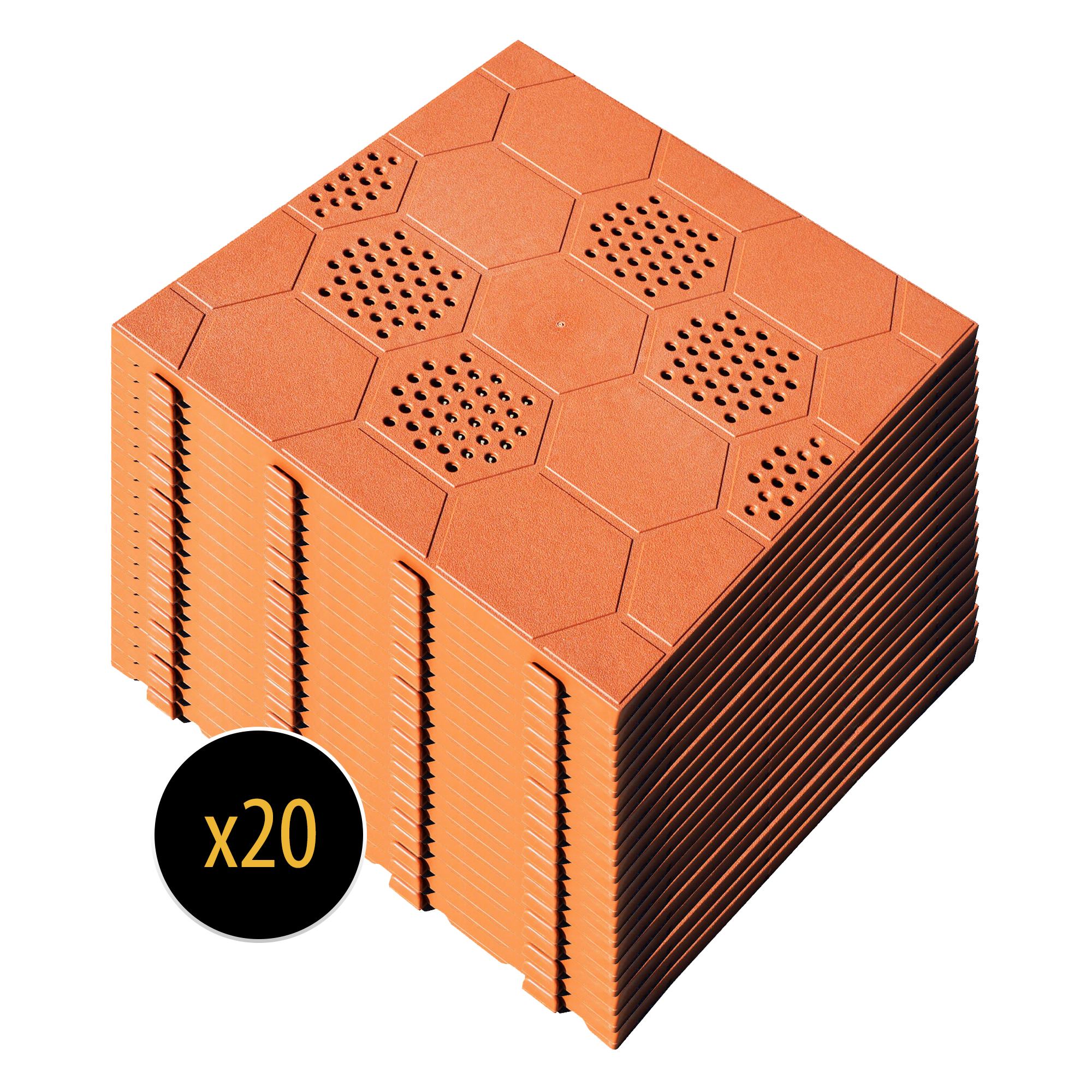 Set 20 baldosas plásticas para baldosa exterior 39x39x2,5 cm. superficie total 3m². easy - terracota
