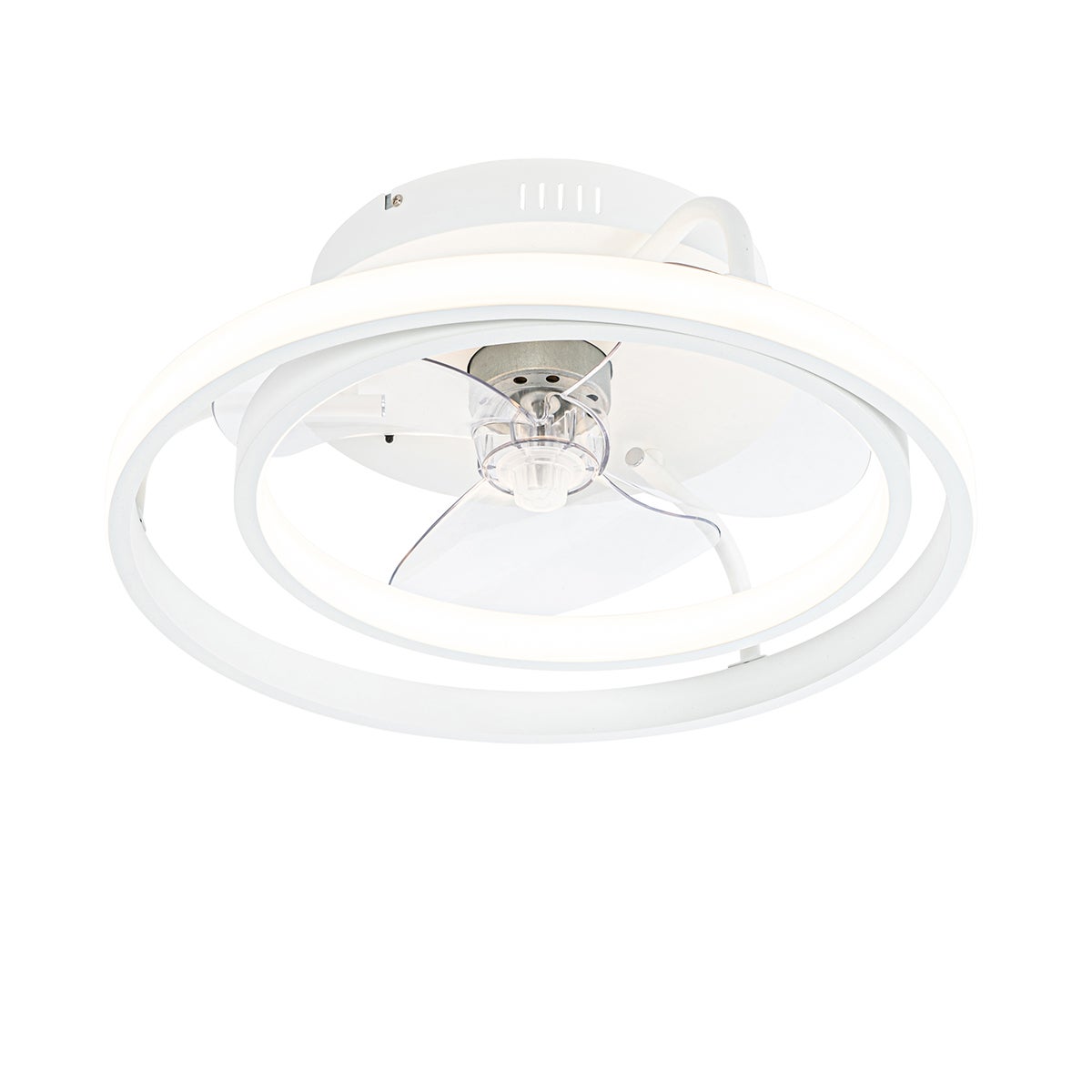 Qazqa designerski wentylator sufitowy - Kees - biały, okrągły, led zintegrowana 40w zestawie, 2700k - 6500k, z pilotem, 46.5cm