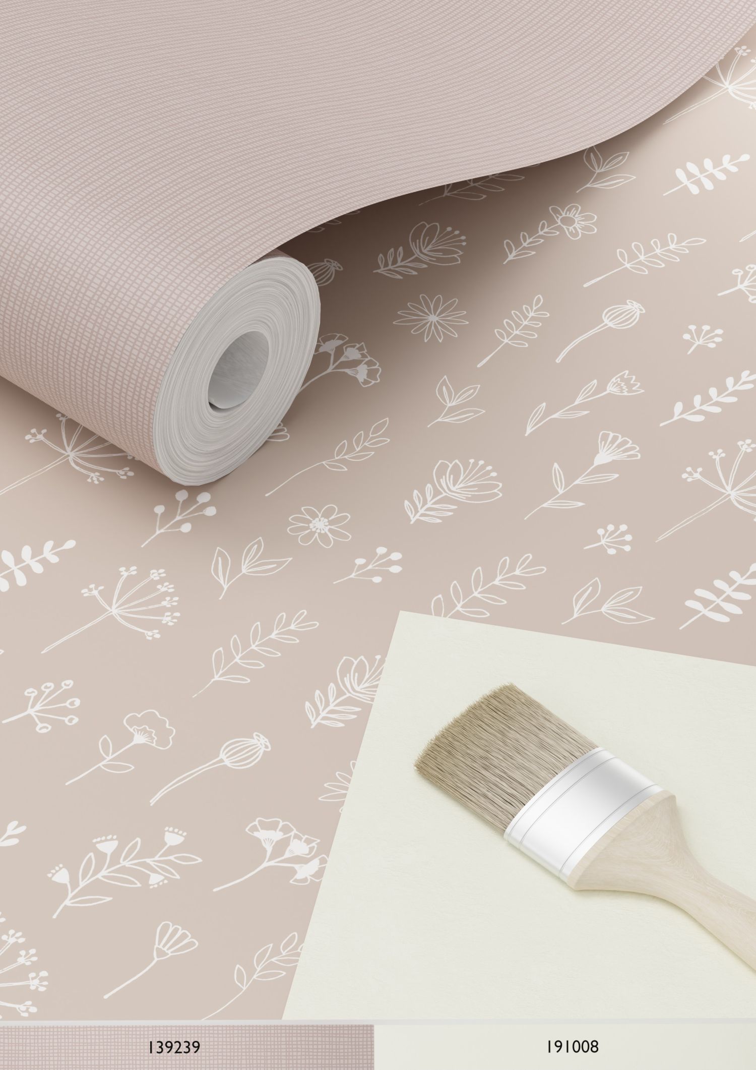 Papier peint fleurs vieux rose et blanc - 53 cm x 10.05 m - ESTAhome - 9