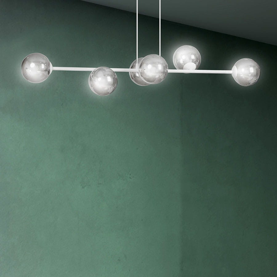 Lampa wisząca Rossi biała dymiona 6xE14x10W wym: 100 x 110 cm szkło Emibig - 8