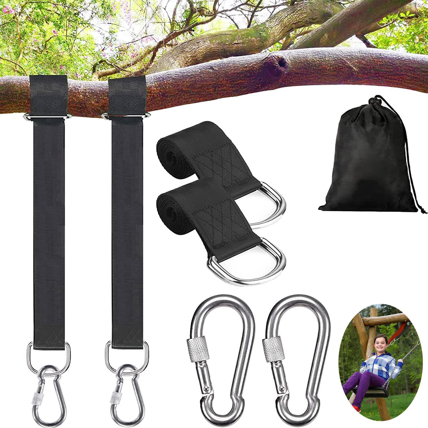 Cinghie Per Altalena O Amaca - 2 Pezzi Con Moschettoni, Resistenza 200 Kg - Foto 6