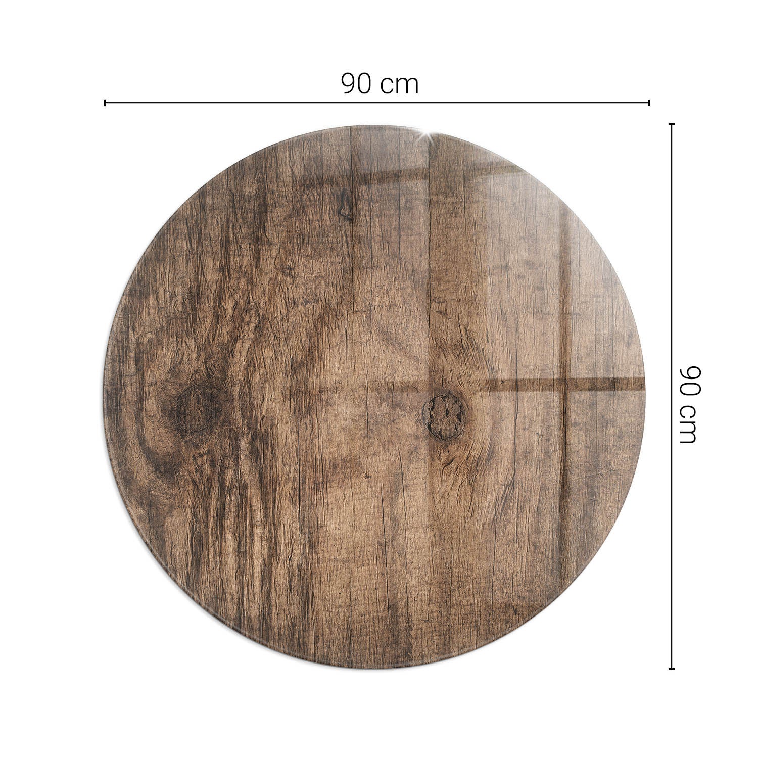 Okragła podkładka na podłogę ze szkła hartowanego - fi 90 cm - Naturalny wzór drewna - TULUP - 2