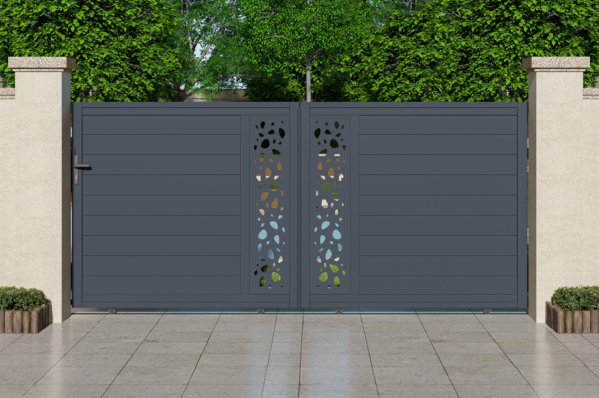 Brama przesuwna 4m SUNNY wys. 160cm szare aluminium