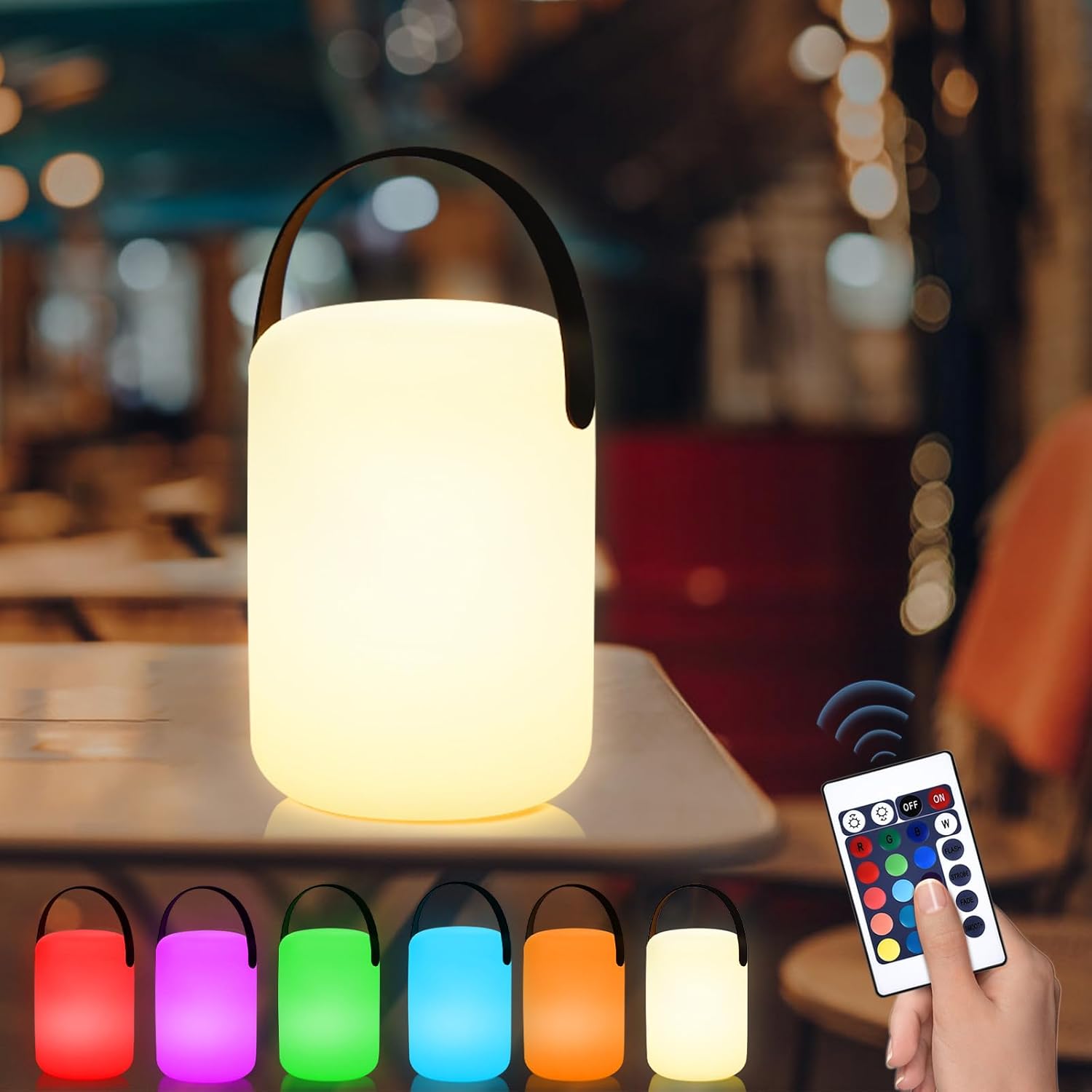 Bezprzewodowa lampa stołowa do użytku zewnętrznego ładowalna z pilotem ściemnialna lampa stołowa z kolorami wodoodporna przenośna dekoracja do słoika