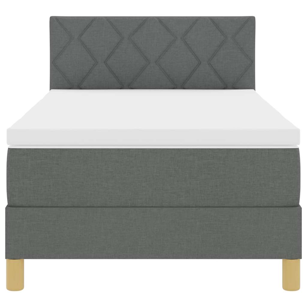 Cadre de lit avec matelas Gris foncé 90 x 200 cm tissu - 8