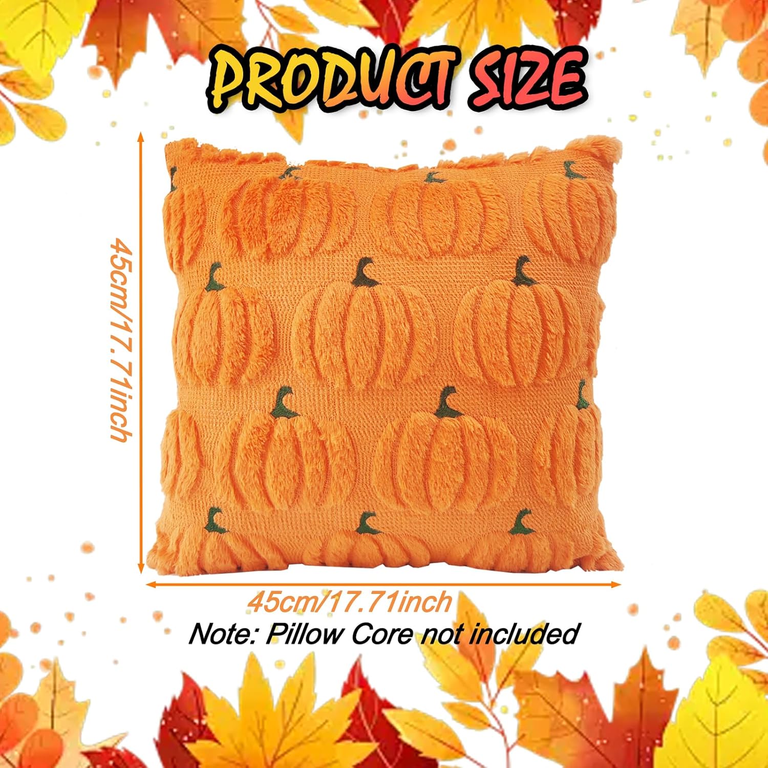 Housses de Coussin Déco Automne 45x45cm, 2Pièces Citrouille Citrouille Taies d'oreiller Décoration d'automne, pour Canapé Salon Chambre - 4
