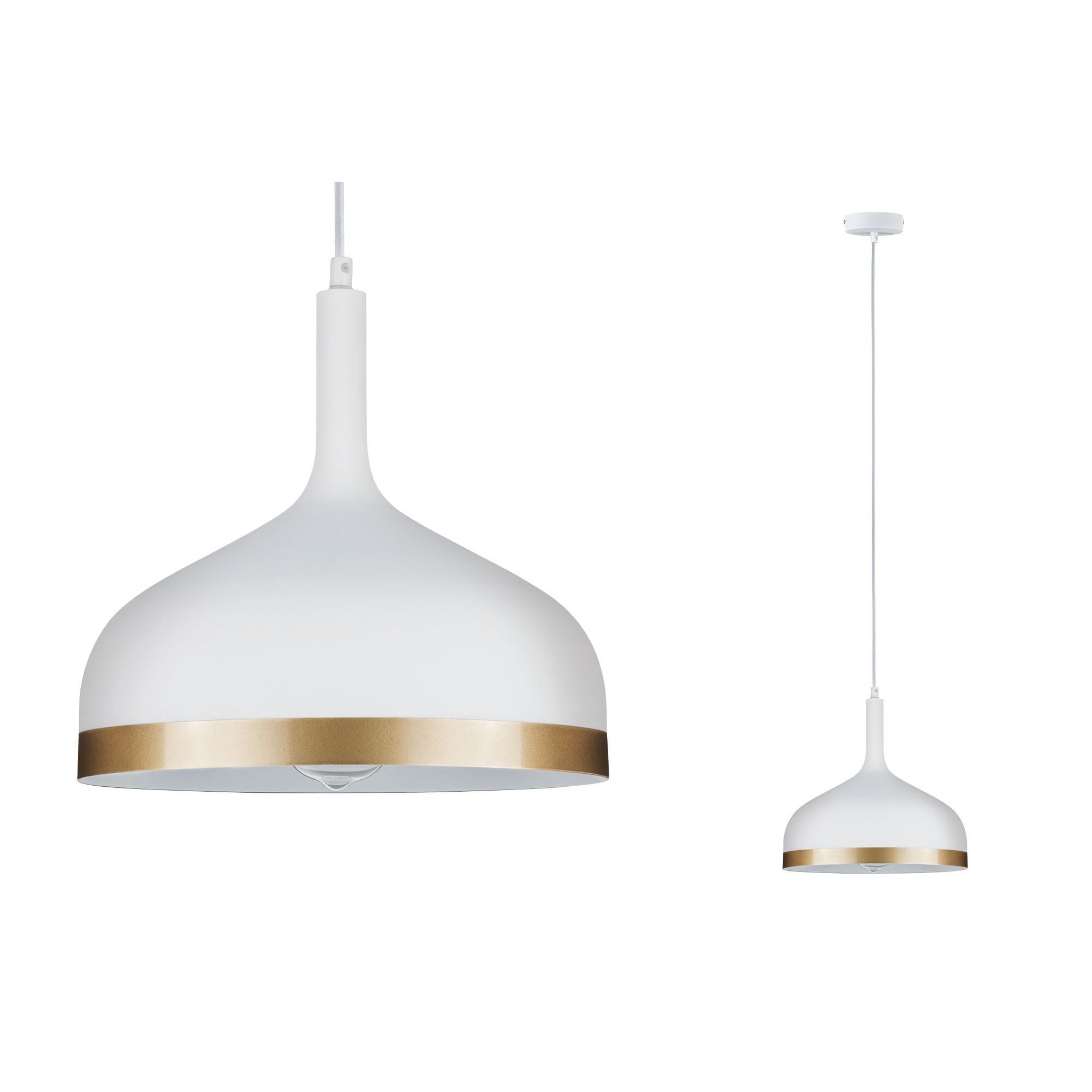 Luminaire en suspension Embla E27 max. 20W Blanc dépoli, Doré gradable Métal - 2