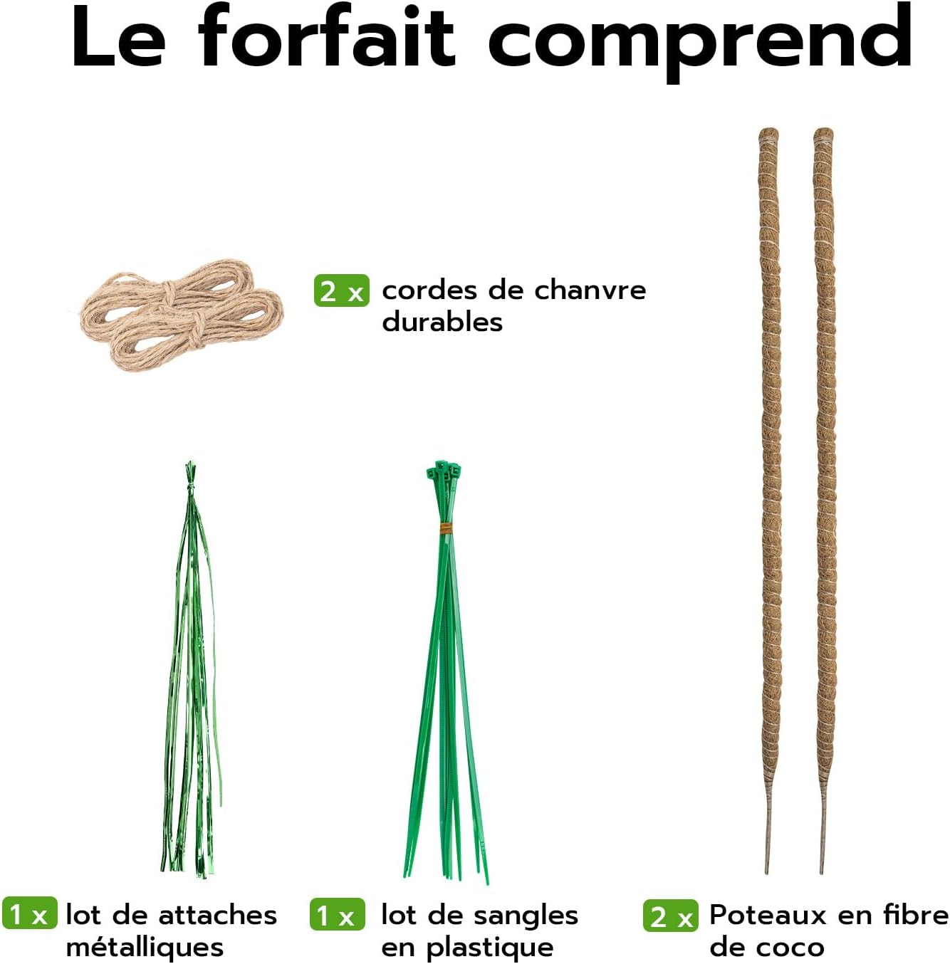 （2 Pièces） Tuteur Plante Grimpante en Coco sur Piquet 60 cm, Support de Croissance de Plantes Grimpantes, Poteau Pliable en Coco de 4 mm - 4