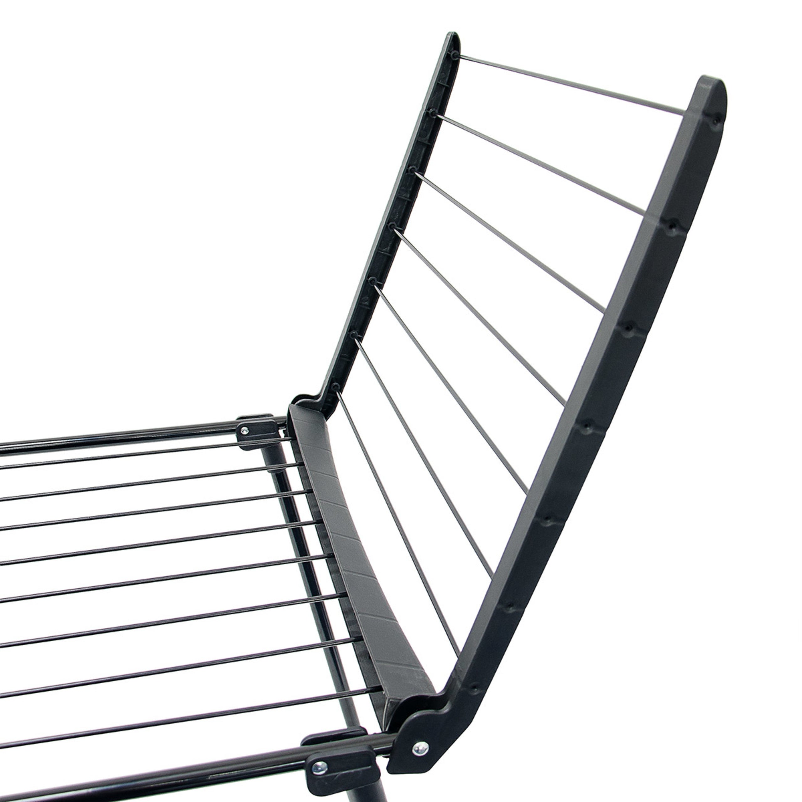 Séchoir à Linge sur Pied HxLxP : env. 104 x 169 x 54,5 cm, Résistant, Pliable, 13 m de Corde à Étendre, Noir, Relaxdays - 7