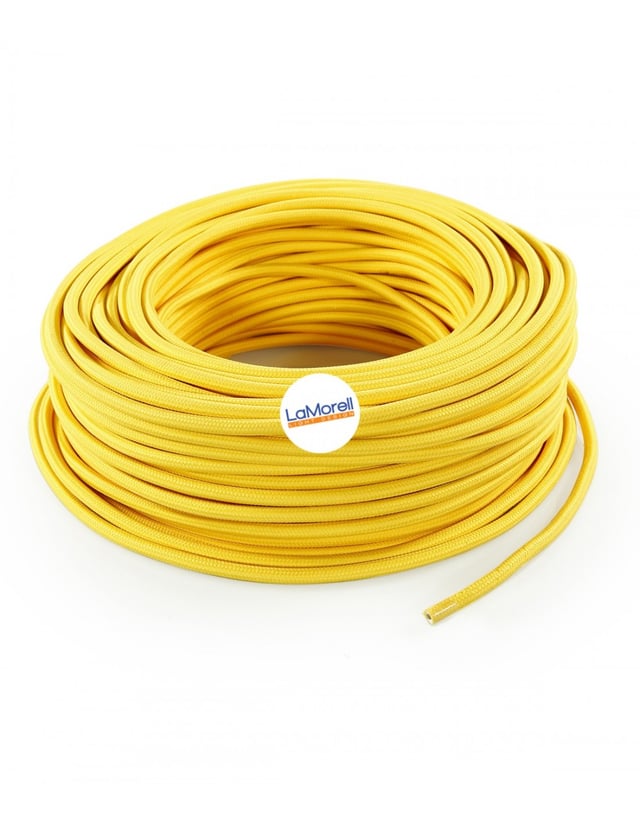LaMorell LightDesign - Cavo Elettrico Rotondo Rivestito In Tessuto Giallo Lm06 10Mt 3X0.75