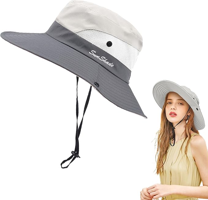 Chapeau D'été Femme - Taille M/L - Marron Et Blanc - Coton - À Large Bord - Neuf (comme Neuf)