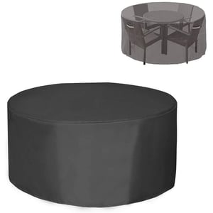 Housse De Table Ronde Ø184 X H120 Cm - Polyester 600D Enduit PVC, Imperméable Et Résistante Aux UV, Avec Cordon De Serrage Et Sac De Rangement