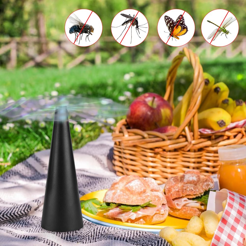 Set di 2 ventilatori repellenti per mosche - Elica repellente per mosche per tavolo da esterno - per tenere mosche e insetti lontani dal cibo - Nero - 7