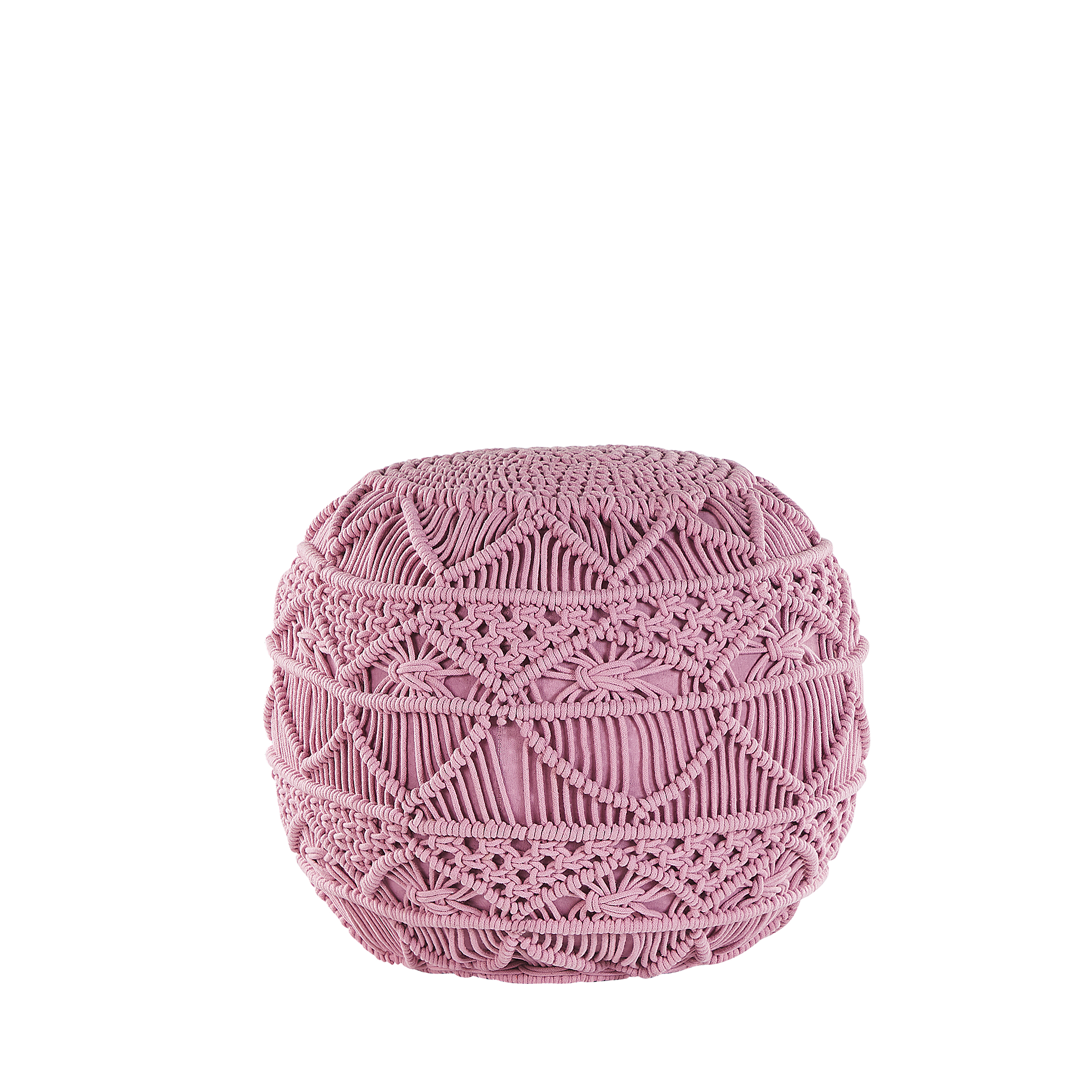 Beliani puf macramé kayseri algodón rosa 40 cm 40 cm 40 cm