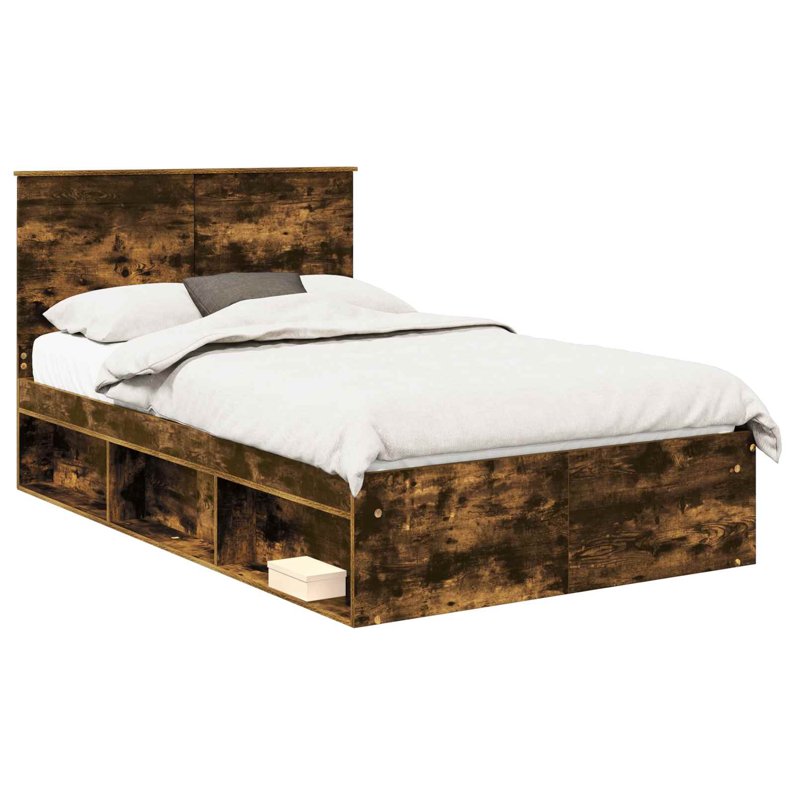 Cadre de lit chêne fumé 120 x 200 cm bois de pin massif - 2