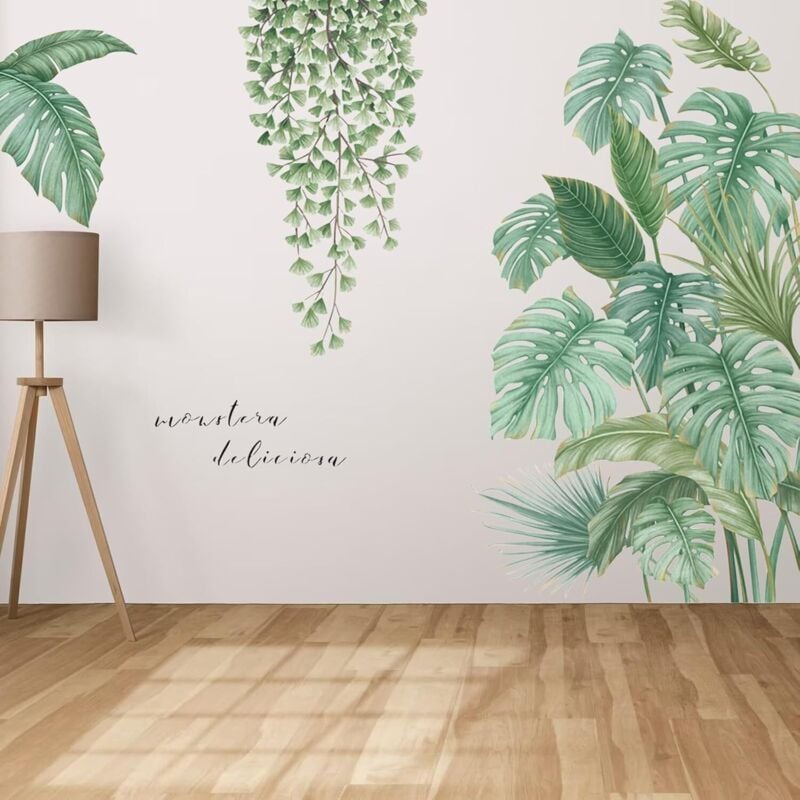 Tropicaux Plante Feuille Palmier Autocollants,Stickers Feuillage,Sticker Mural Feuilles de Vigne,Convient pour Chambre à Coucher,Salon,Bureau,Etc - 2