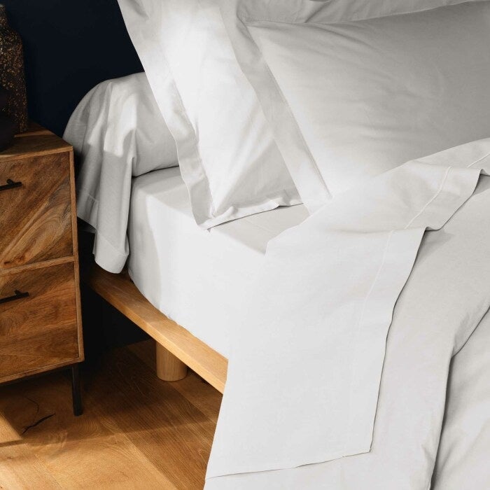 Drap housse 2 personnes 140 x 190 cm uni 57 fils lina Blanc - 3