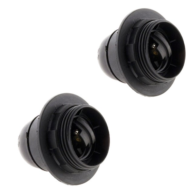 Lot de 2 douilles E27 + bague - Noir - Zenitech