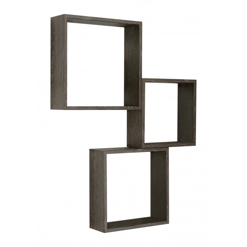 Ensemble de 3 étagères murales décoratives cubiques, chêne foncé, 30x30x10 cm, 27x27x10 cm et 24x24x10 cm - Incubo Slim - 3