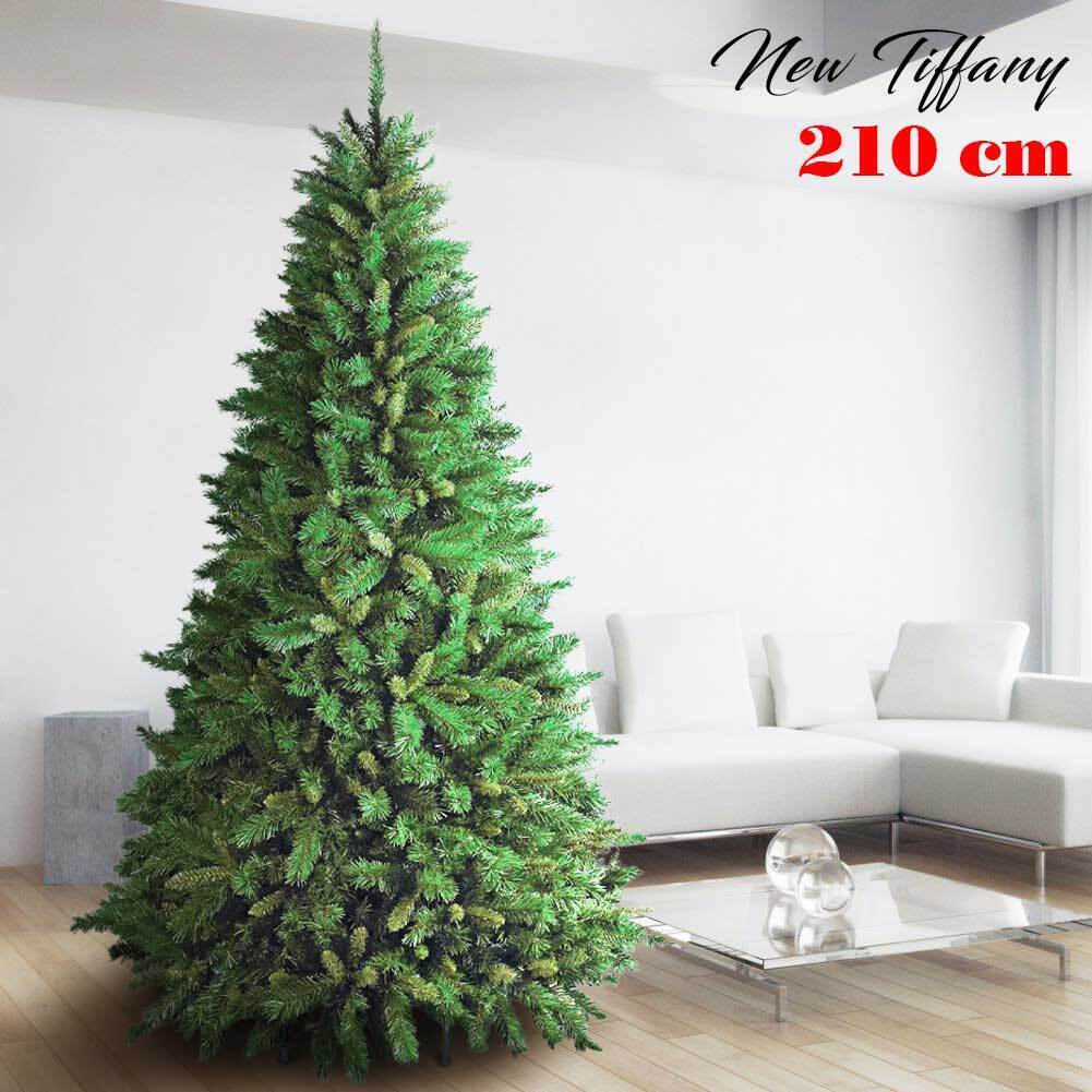 Albero Di Natale 210cm New Tiffany Super Folto 1078 Rami Pino Verde Base a Croce - 3