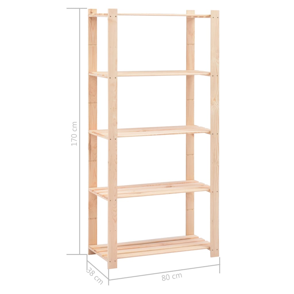 vidaXL Étagère de stockage 5 niveaux 80x38x170 cm Pin solide 250 kg - 6
