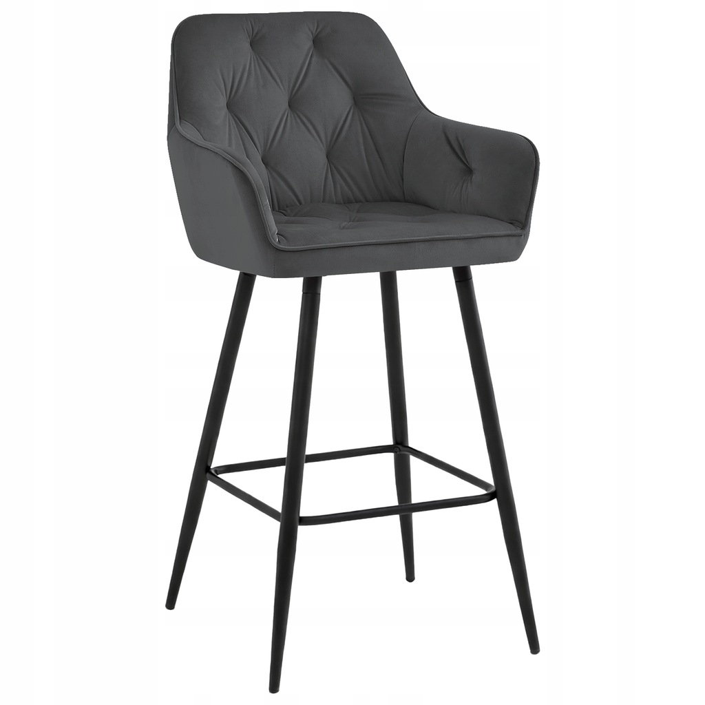 Krzesło barowe tapicerowane wysokie velvet wyspy hoker H202 Julia III szare
