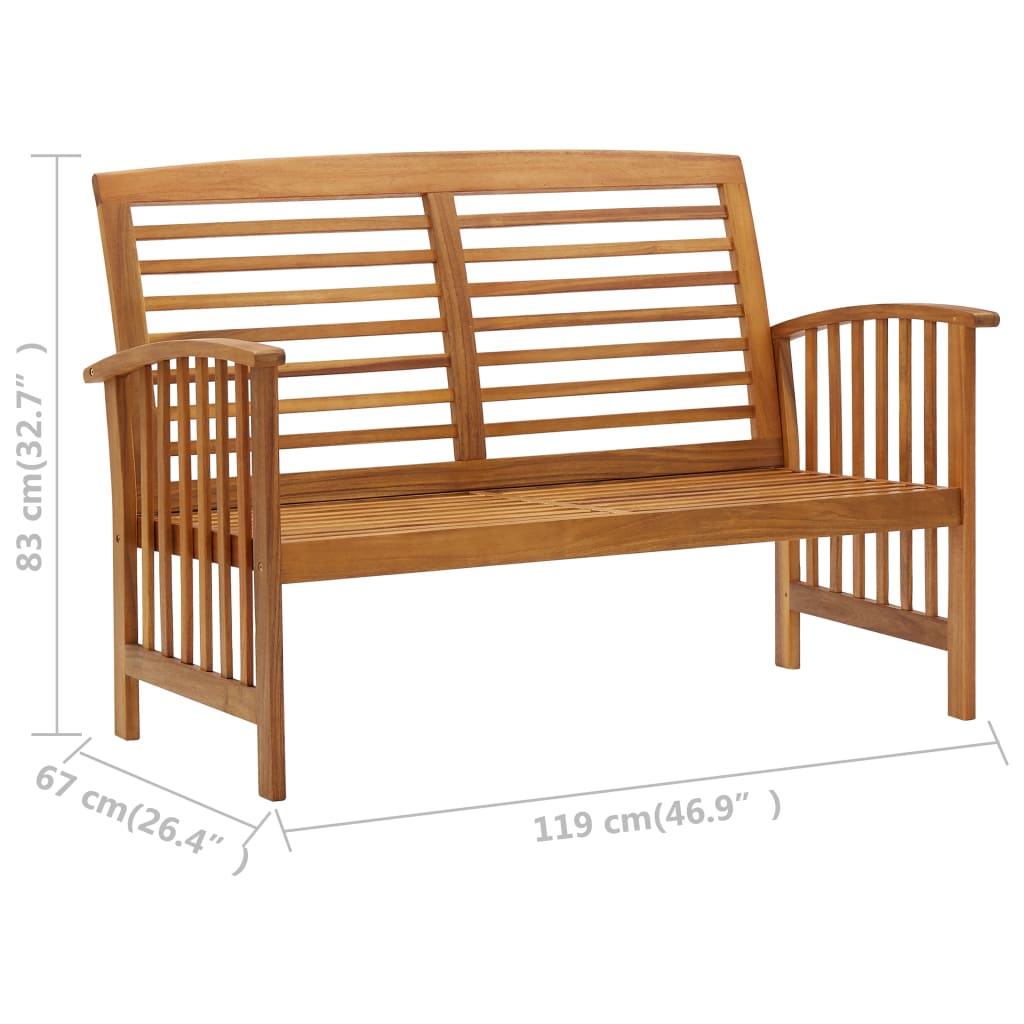 Banc de jardin 119 cm bois d acacia solide - 6