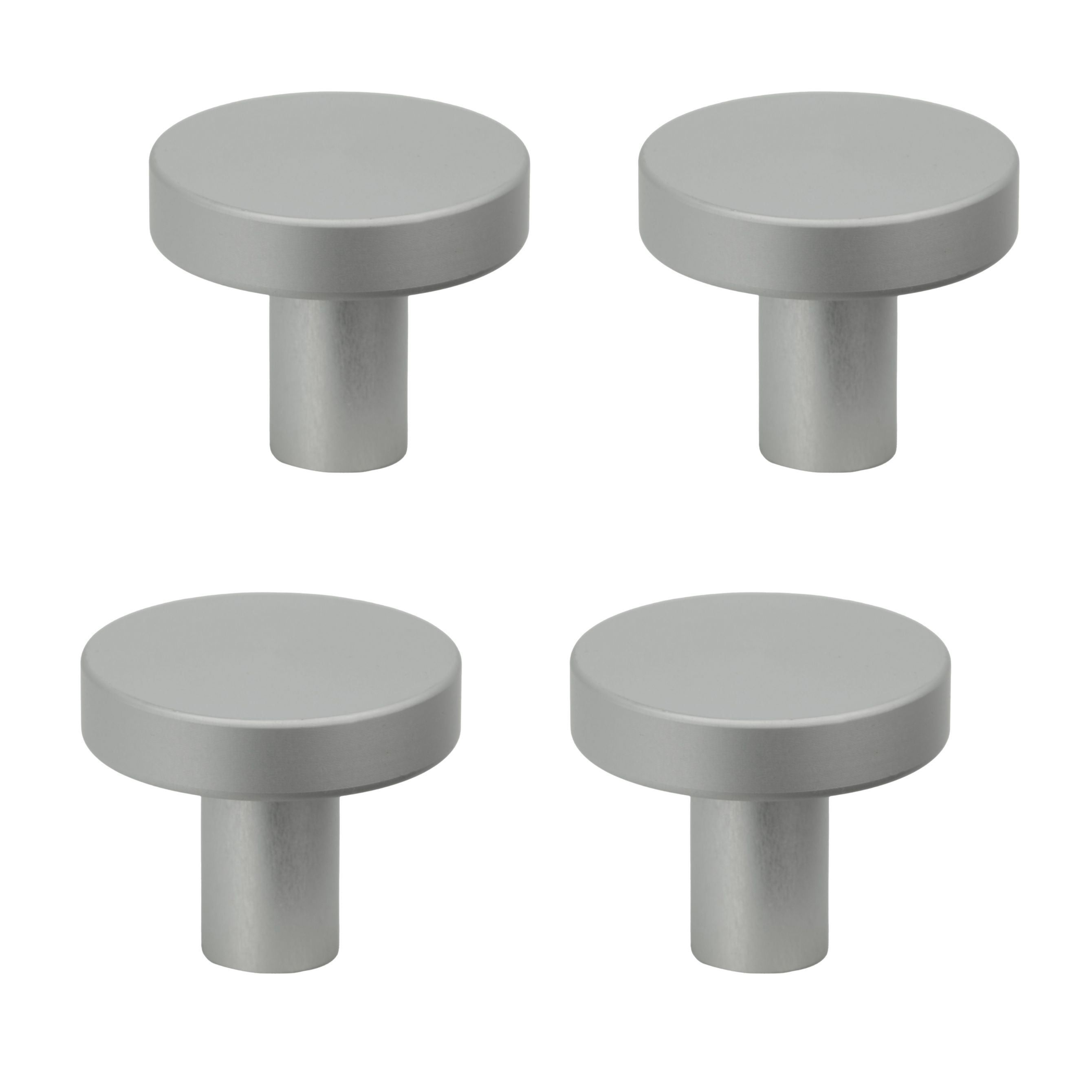 4 x Gałka meblowa okrągła metalowa 3 cm srebrna