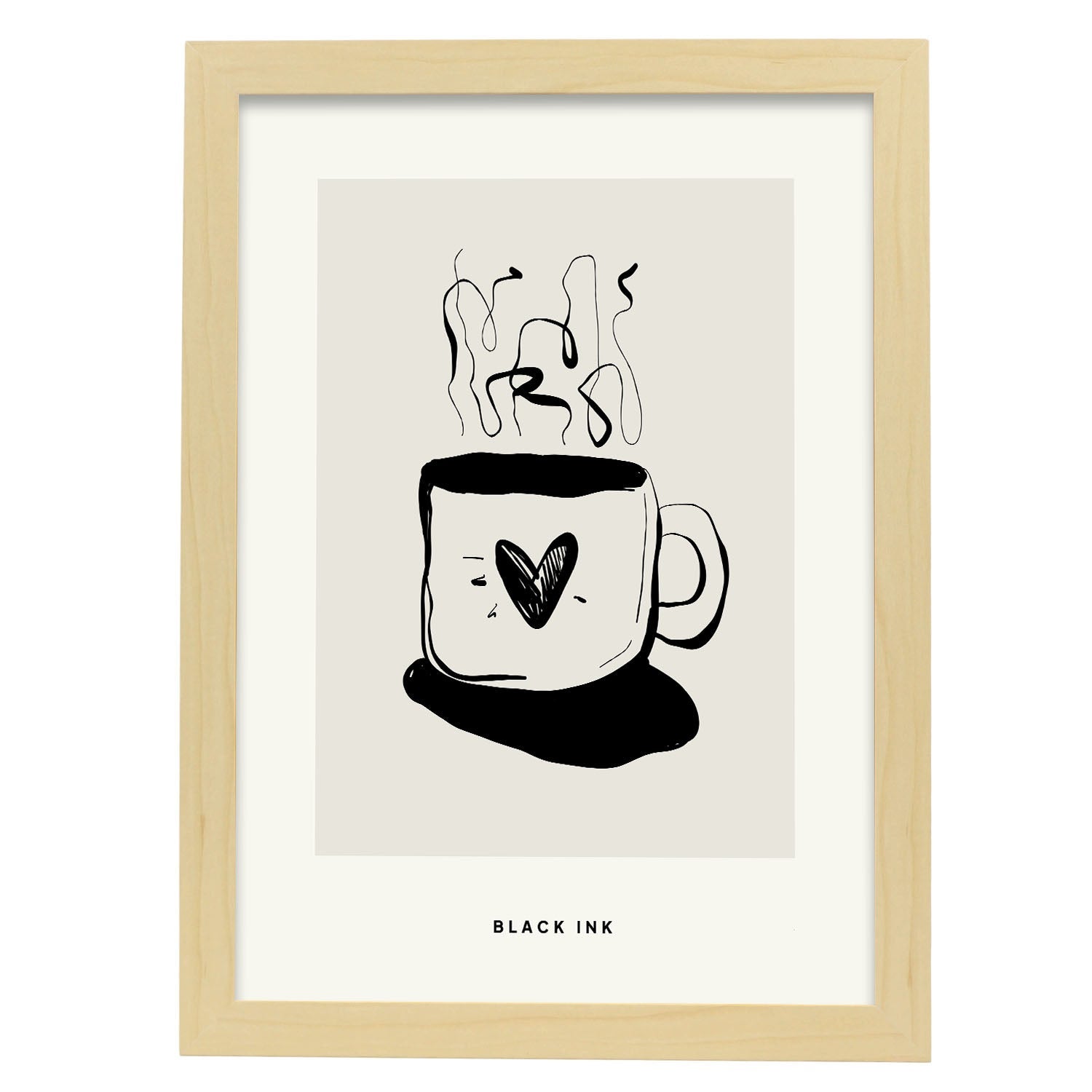 Nacnic Póster Pop Art Abstracto. Amor De Café Ilustraciones Artísticas Modernas Para La Decoración De Interiores. Con Marco Blanco - A4 - 2