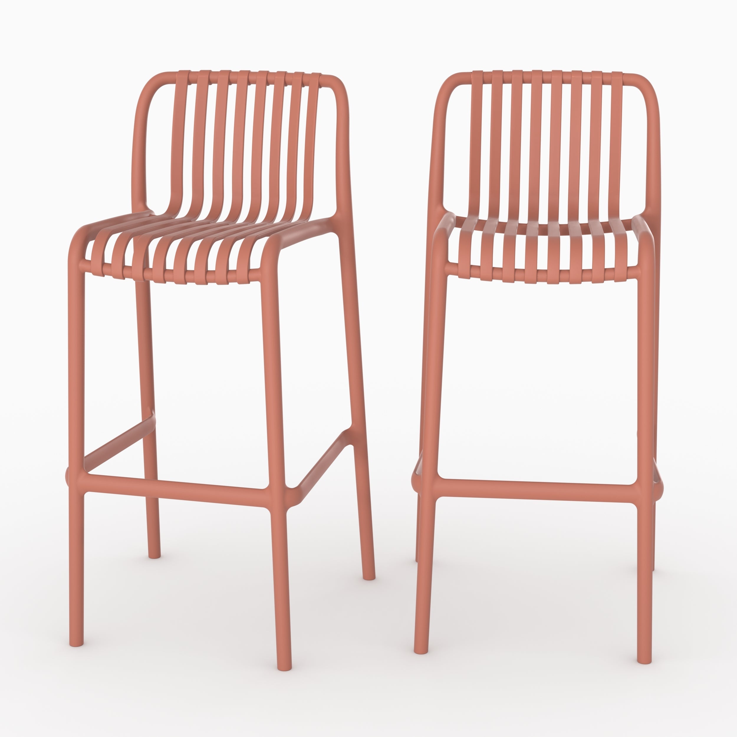 Conjunto de 2 sillas de bar de jardín de 76 cm en plástico terracota - duli