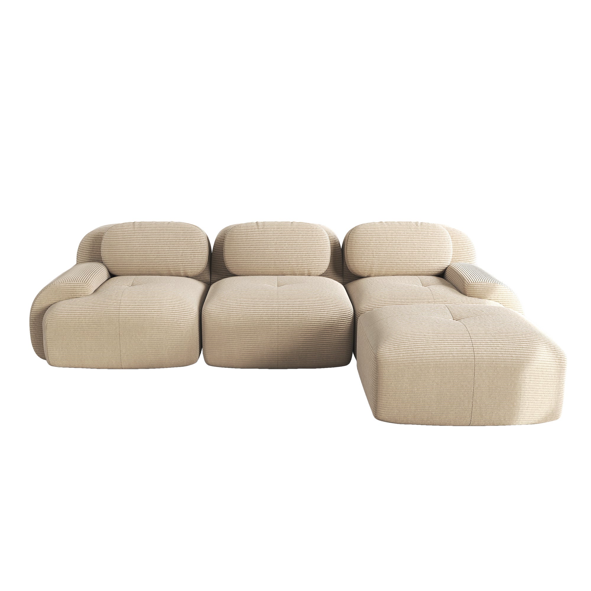 Canapé d\'angle modulable 3 places, antidérapant et adapté aux animaux, pieds élargis – tissu velours côtelé respirant – beige - 6